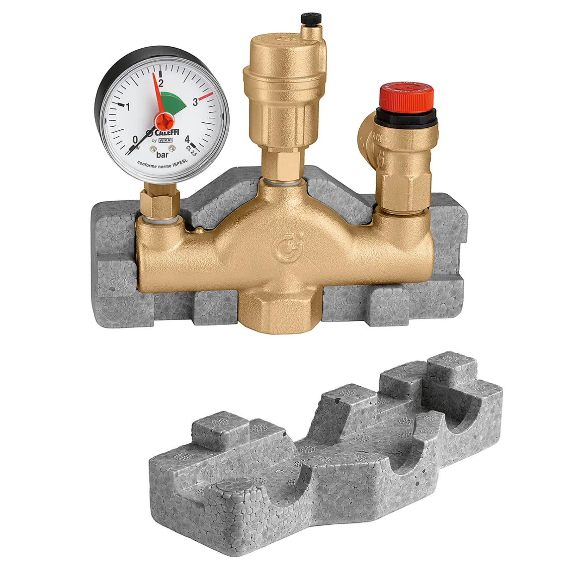 CALEFFİ Seri 302 Isıtma sistemi aksesuarlarıyla birlikte birleşik hava ayırıcı.