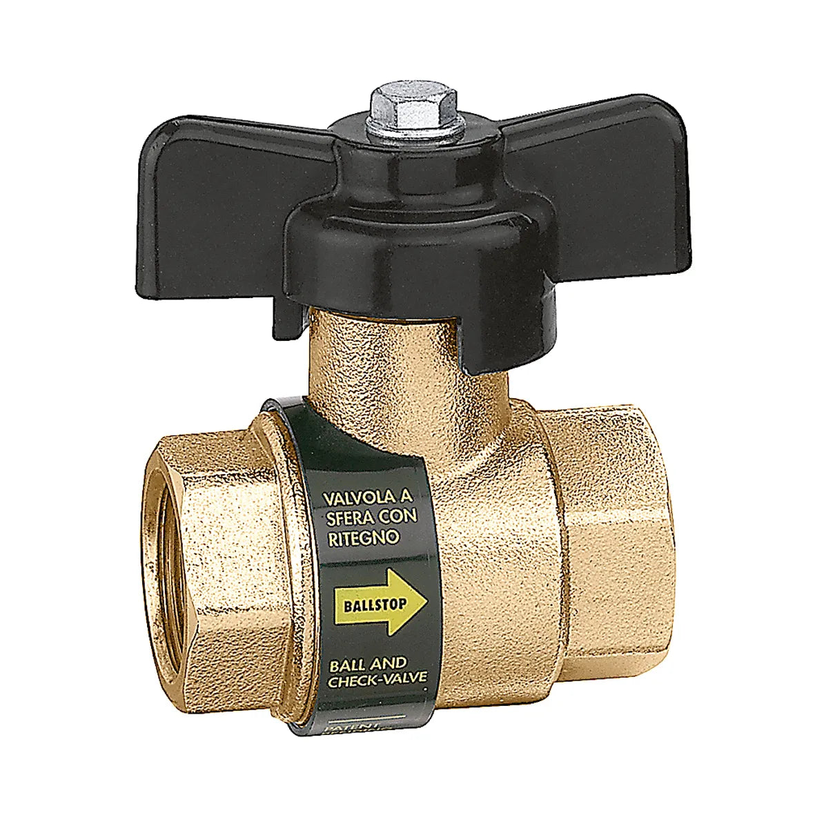 CALEFFİ Seri 323040 BALLSTOP, Kendinden çek-valfli küresel vana, dişi bağlantılar.
