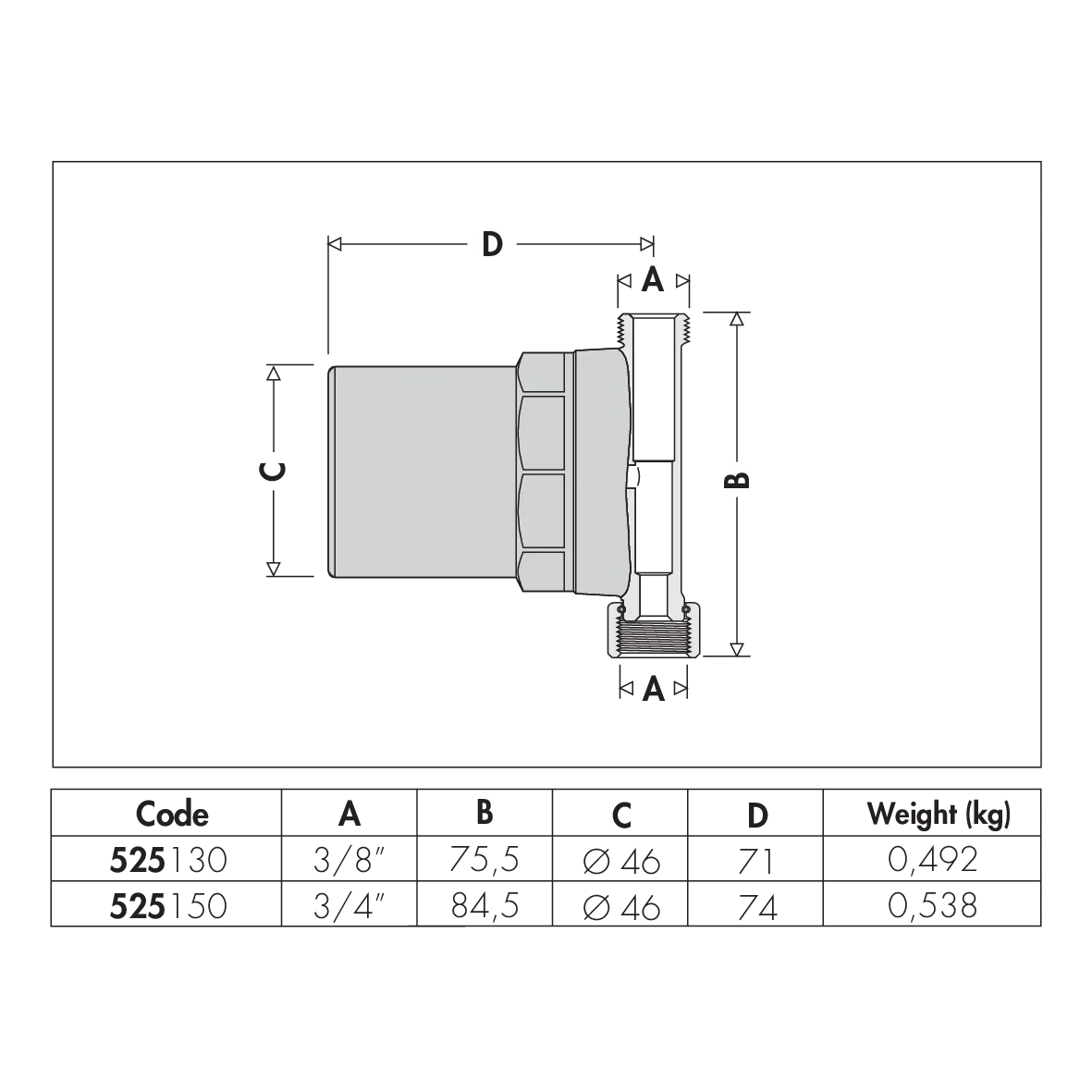 CALEFFİ Seri 5251 ANTISCALEFFİ ANTİSHOCK, Eyveler, lavabolar ve çamaşır makinelerinin altında kullanılan koç darbe önleyici (3/4").