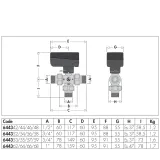 CALEFFİ Seri 644364 3BY Motorlu üç-yollu küresel yönlendirici vana
