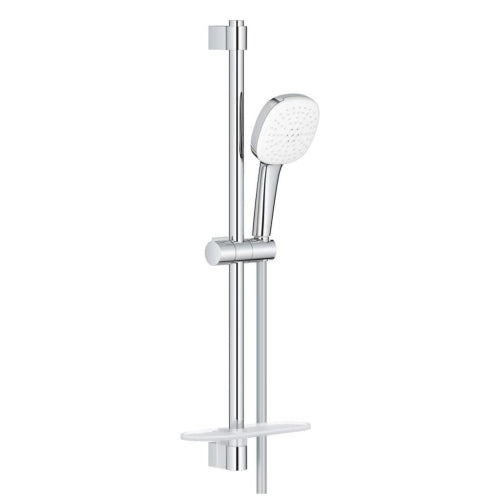 Tempesta Cube 110 II rail set 600 dish, 27571 hand shower,27523 shower rail 600 mm, 28154 Relexaflex hose 1750 mm, 26770 EasyReach tray, max 13.5Lt./min-3 bars-Grohe