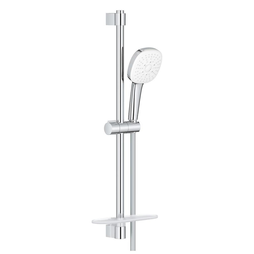 Tempesta Cube 110 III rail set 600 dish, 27572 hand shower,27523 shower rail 600 mm, 28154 Relexaflex hose 1750 mm, 26770 EasyReach tray, max 13.5Lt./min-3 bars-Grohe