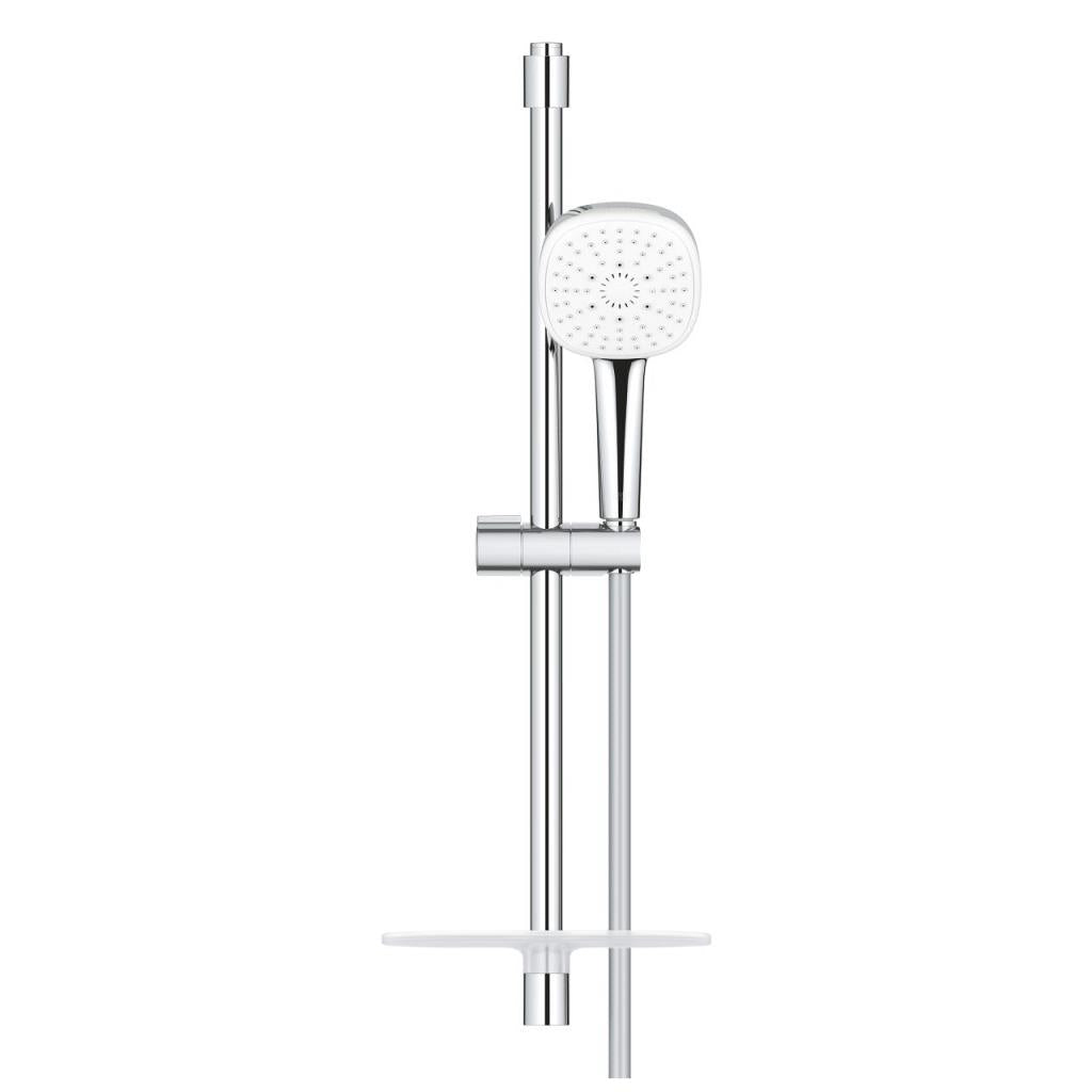 Tempesta Cube 110 III rail set 600 dish, 27572 hand shower,27523 shower rail 600 mm, 28154 Relexaflex hose 1750 mm, 26770 EasyReach tray, max 13.5Lt./min-3 bars-Grohe