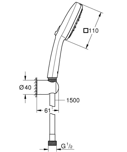 Tempesta Cube 110 III handshower set 9,5-Grohe