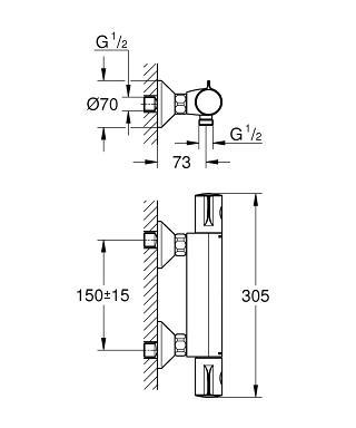 Grohtherm 800 Termostatik duş bataryası-Grohe