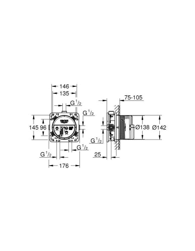 GROHE Rapido SmartBox Universal giriş kutusu, 1/2-Grohe