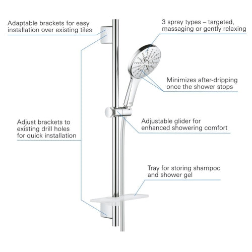 Rainshower SmartActive Sürgülü duş seti 3 akışlı-Grohe