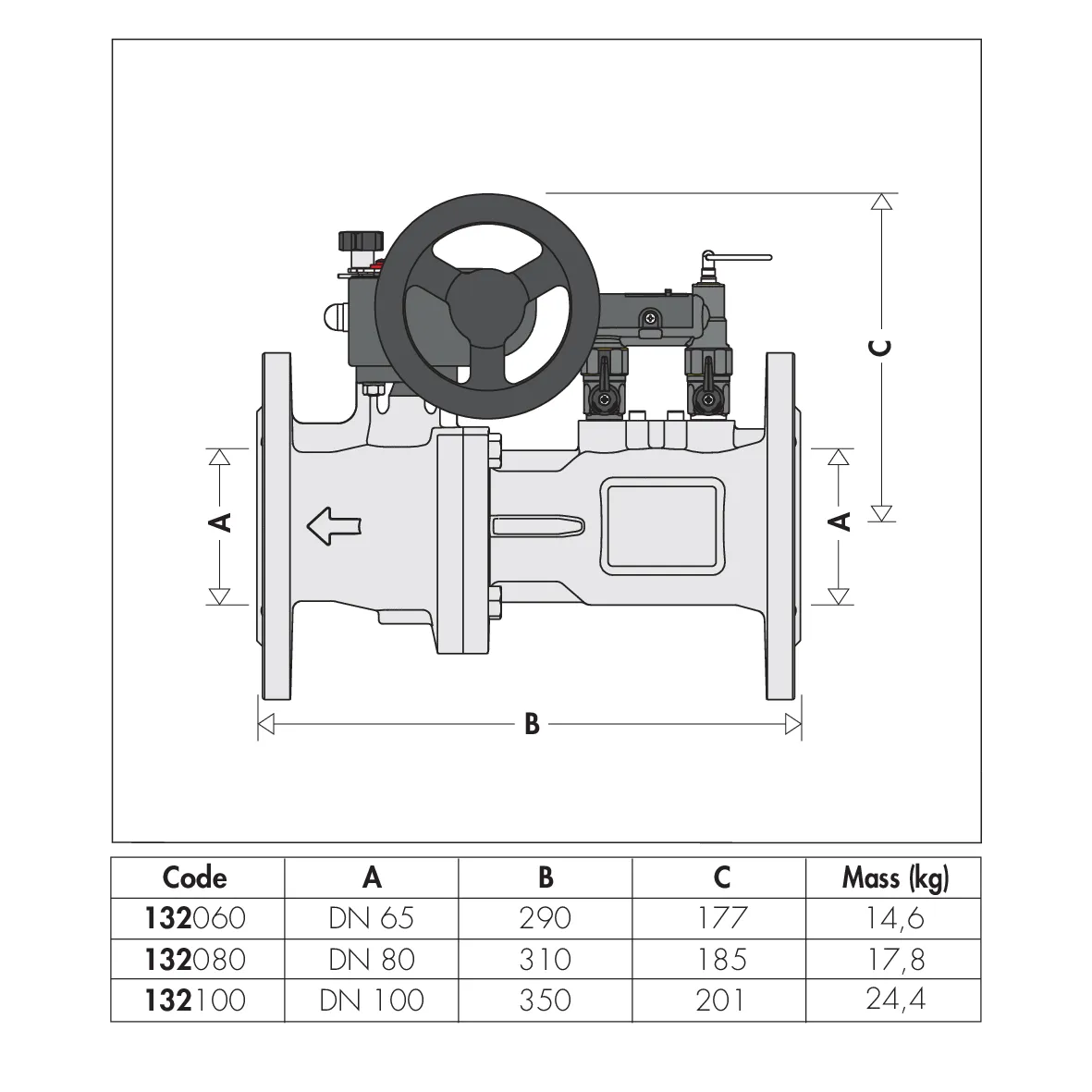 CALEFFİ Seri 132 Debimetreli balans vanası.