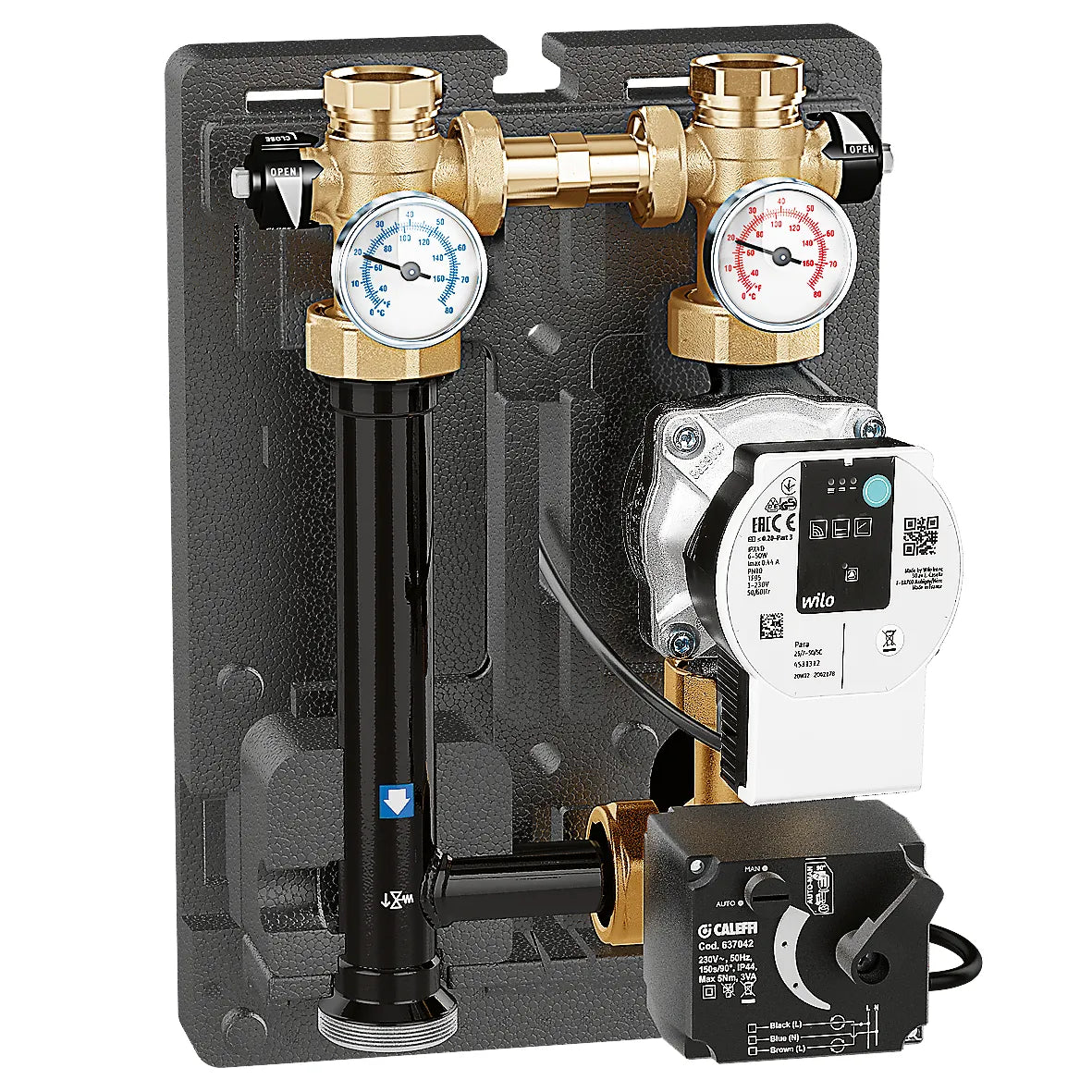 CALEFFİ Seri 167652HE3 Isıtma ve iklimlendirme sistemleri için motor kontrollü pompalı karışım ünitesi, DN 25