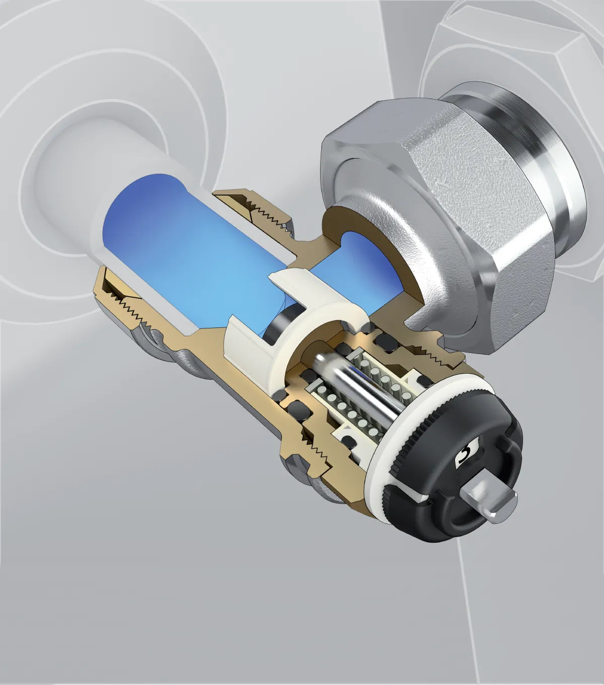CALEFFİ 425402 Termostatik kontrol başlıkları ve termo-elektrik aktüatörlere uygun dönüştürülebilir radyatör vanası.