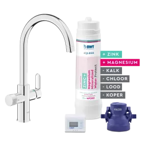 AQA drink Pure 2.0 çinko + MP200 filtre kartuşu ile GROHE marka kalitesi, musluktan akan yüksek kaliteli filtrelenmiş su anlamına gelir.