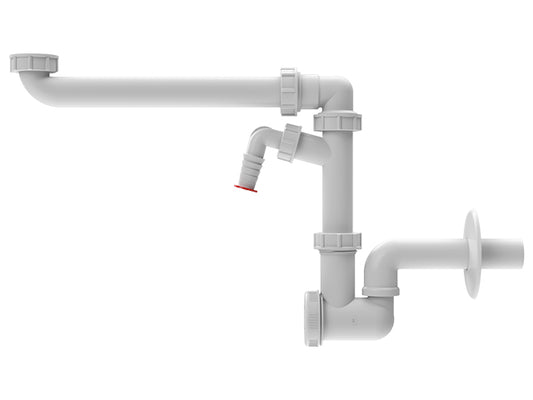 HL137N-WM/40 Yer tasarrufu sağlayan lavabo sifonu, 5/4'' bağlantı ve yatay çıkış DN40 ile birlikte.