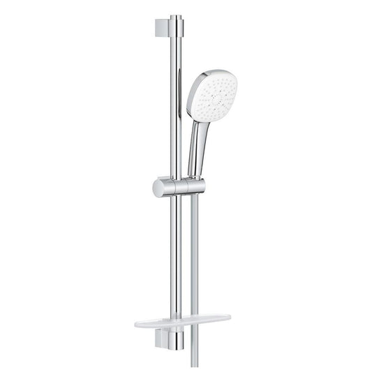 Tempesta Cube 110 III rail set 600 dish, 27572 hand shower,27523 shower rail 600 mm, 28154 Relexaflex hose 1750 mm, 26770 EasyReach tray, max 13.5Lt./min-3 bars-Grohe