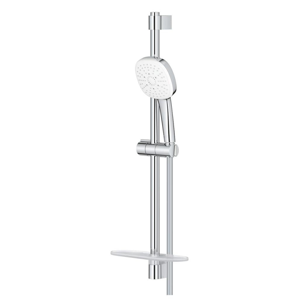 Tempesta Cube 110 III rail set 600 dish, 27572 hand shower,27523 shower rail 600 mm, 28154 Relexaflex hose 1750 mm, 26770 EasyReach tray, max 13.5Lt./min-3 bars-Grohe